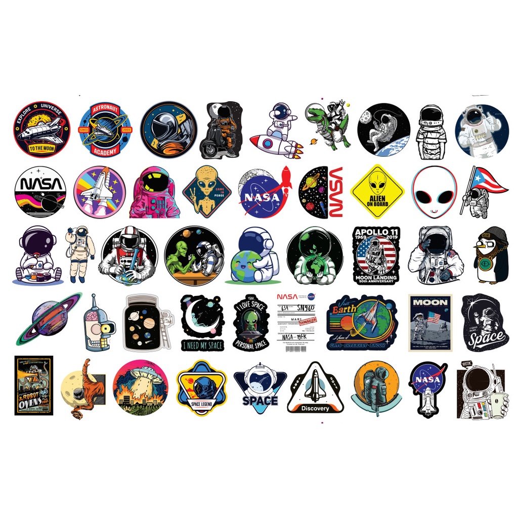 Decal Logo Sticker Patch in áo ủi trực tiếp lên vải hình nasa người ngoài hành tinh - Rinart.vn
