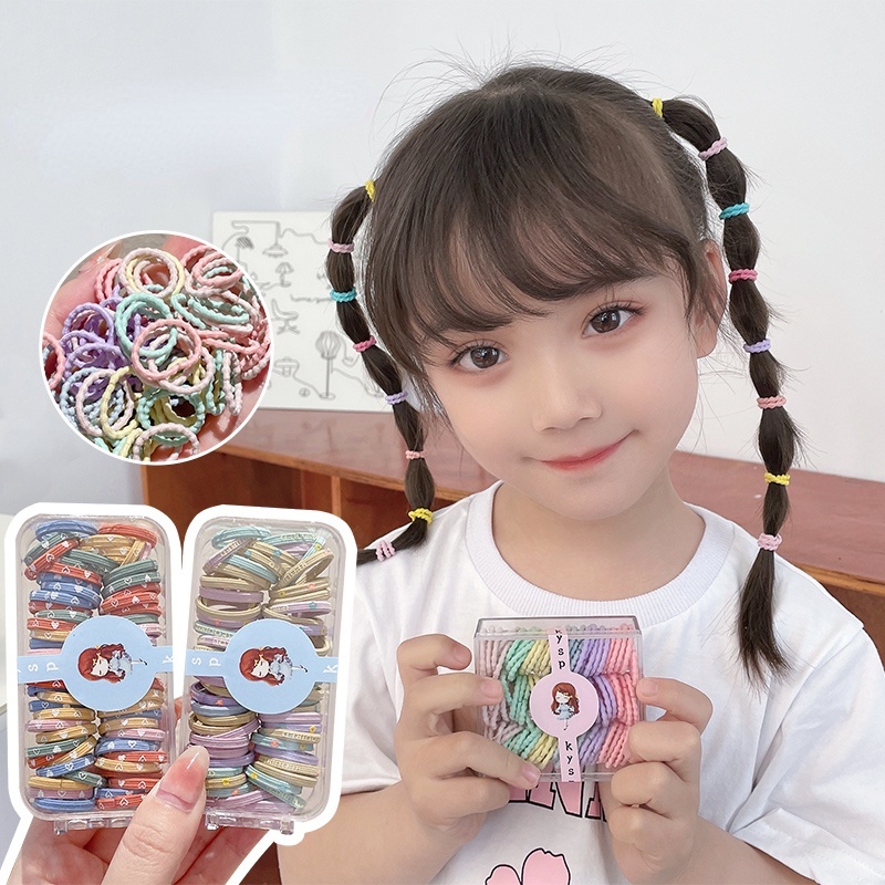 60/90 Dây Buộc Tóc Bản Rộng Co Giãn Màu Sắc Phong Cách Hàn Quốc Cho Bé