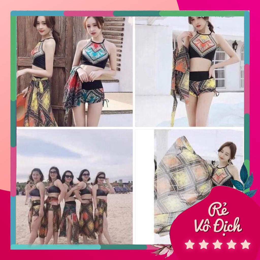 BỘ ĐỒ BƠI 3 CHI TIẾT HỌA TIẾT THỔ CẨM | BigBuy360 - bigbuy360.vn