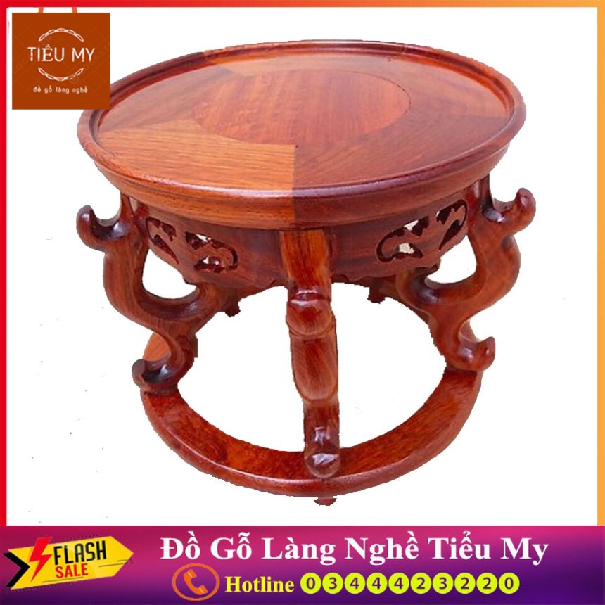 Đôn tròn chân cong , Đế kê Tượng - Bình bông - chậu cảnh gỗ hương