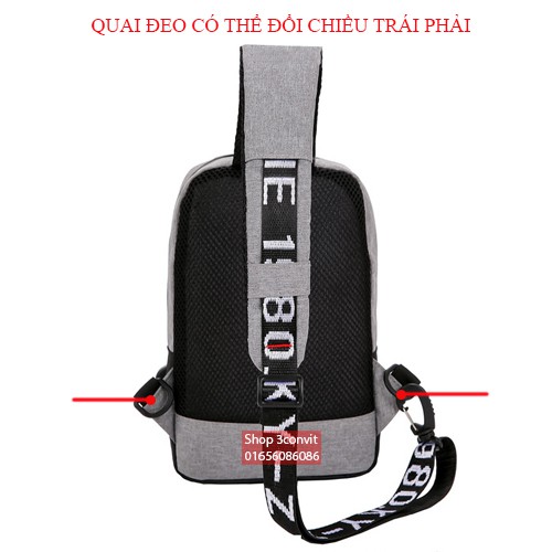 Balo đeo chéo 1 quai KY-Z có cổng sạc USB