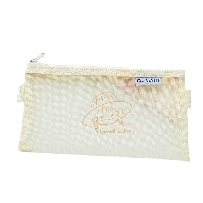 Túi Lưới Đựng Bút Đa Năng Trong Suốt Họa Tiết Hoạt Hình Sáng Tạo
