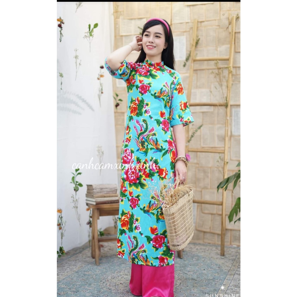 Áo chất liệu linen hoạ tiết đuôi công cao cấp, ảnh thật