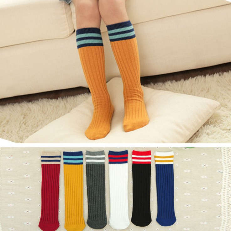 Vớ cotton dài đến đầu gối, họa tiết dễ thương cho bé gái