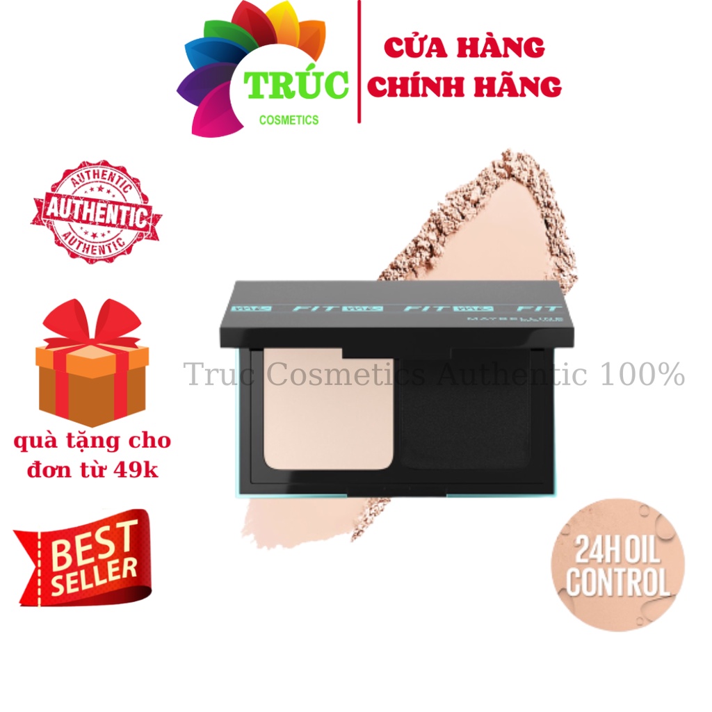 Phấn Nền Dạng Nén, Kiềm Dầu Che Phủ Hoàn Hảo Maybelline Fit Me Matte + Poreless Powder Foundation SPF 44/PA++++ 9g