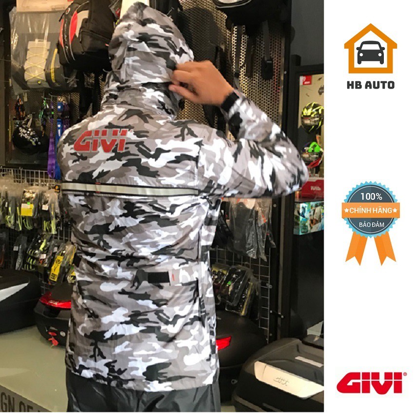 Áo Mưa Bộ Givi Camouflage Rainsuit 01 Grey CAM01AH-G