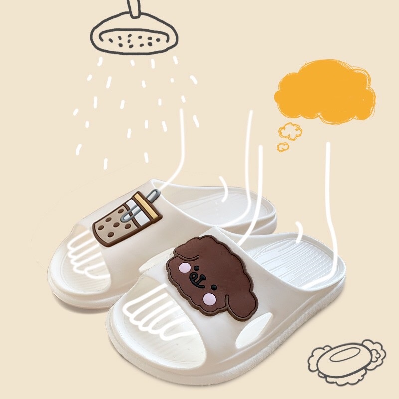 Dép gấu trà sữa 3 màu pastel có thông hơi siêu êm