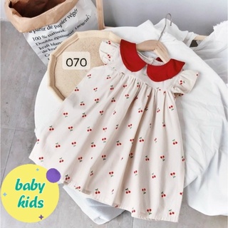 Đầm bé gái váy bé gái cherry cổ sen 070