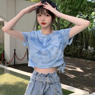 Áo Croptop Tay Ngắn Thiết Kế Dây Rút Cá Tính