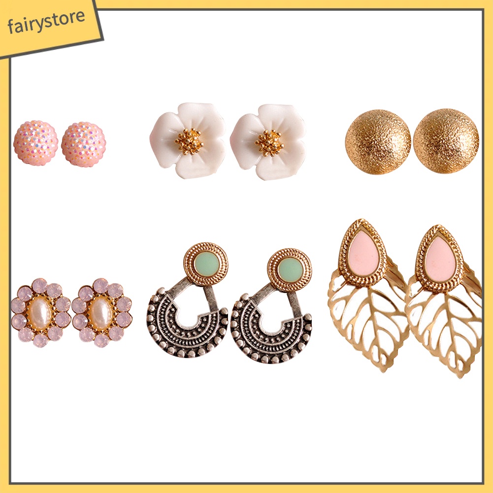 Set 6 Đôi Khuyên Tai Phong Cách Bohemian Cổ Điển Thanh Lịch Dành Cho Nữ