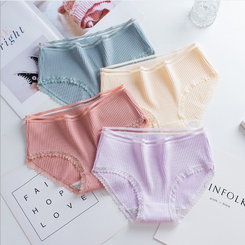 (Xả hàng) Quần lót cotton tăm tre viền ren - Được chọn màu | BigBuy360 - bigbuy360.vn