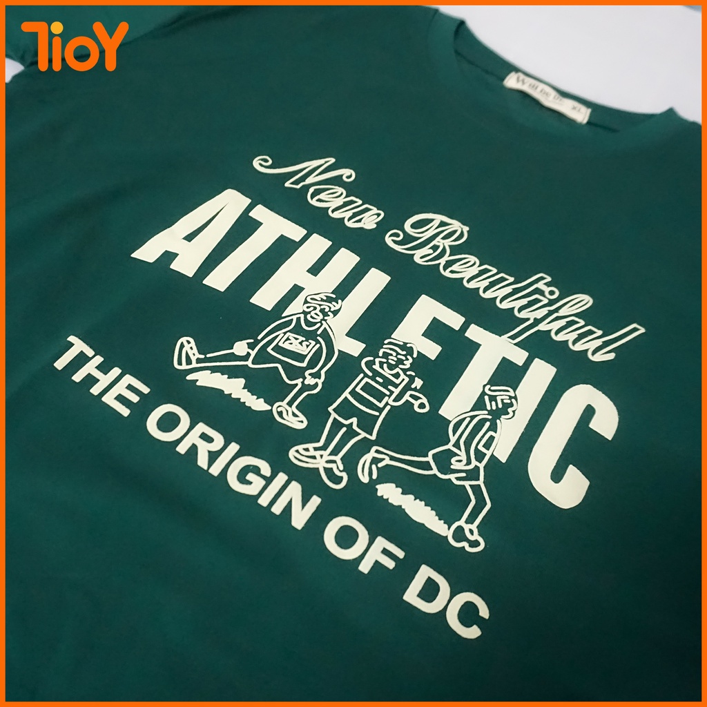 Áo Phông Tay Lỡ Unisex TIOY Athletic Form Rộng Xanh Rêu