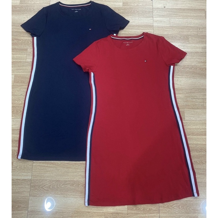 Váy Tommy cotton kẻ sọc 2 bên dư xịn
