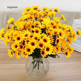 1 bó 15 đầu 7 nhánh hoa hướng dương nhân tạo trang trí nội thất