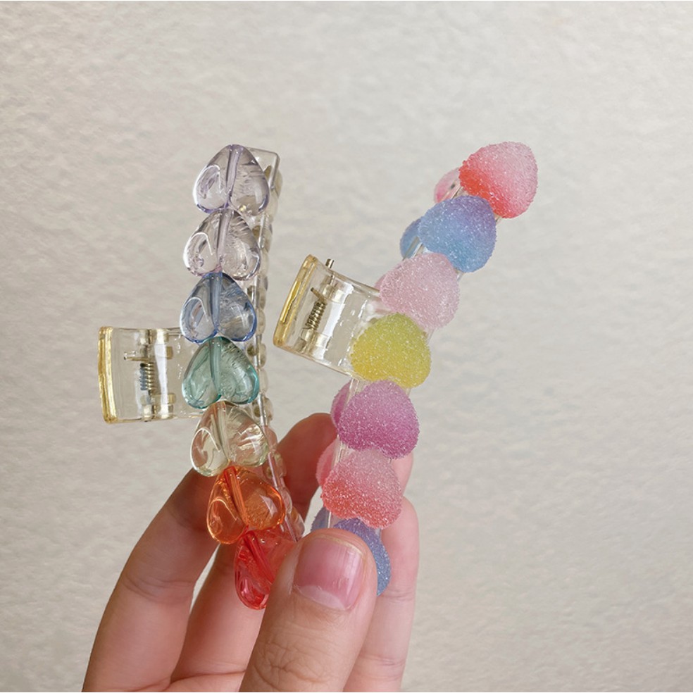 Kẹp tóc càng cua dài size lớn charm kẹo dẻo hình trái tim Mua Tất (muatatshop)