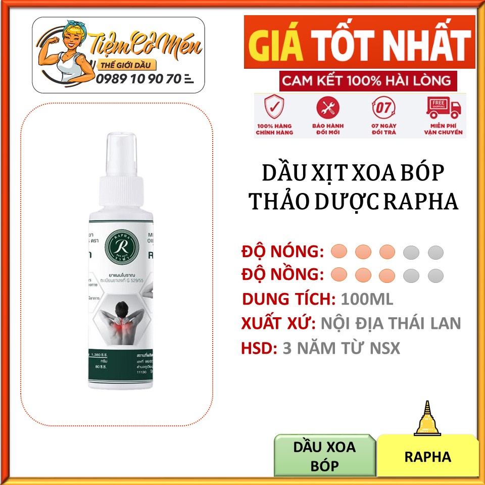 DẦU THẢO DƯỢC THÁI LAN RAPHA - DẦU XỊT XOA BÓP ĐAU NHỨC XƯƠNG KHỚP THÁI LAN RAPHA