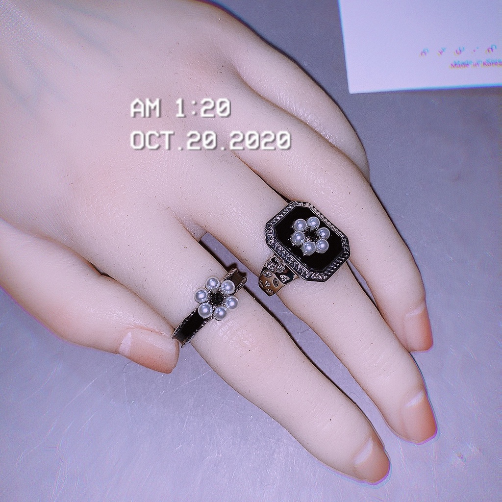 Nhẫn Hở Điều Chỉnh Được Kích Thước Phong Cách Hàn Quốc Màu Đen 22854