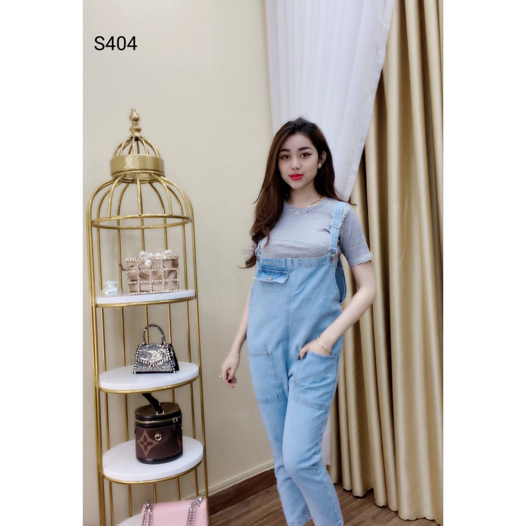 Set Yếm Jean Dài Áo Sọc Chuẩn Xinh S404 - MOLADY