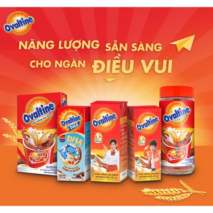 [Tặng kèm thẻ] Thùng 12 lốc thức uống lúa mạch hương vị sô-cô-la Ovaltine DHA+ Hộp Giấy