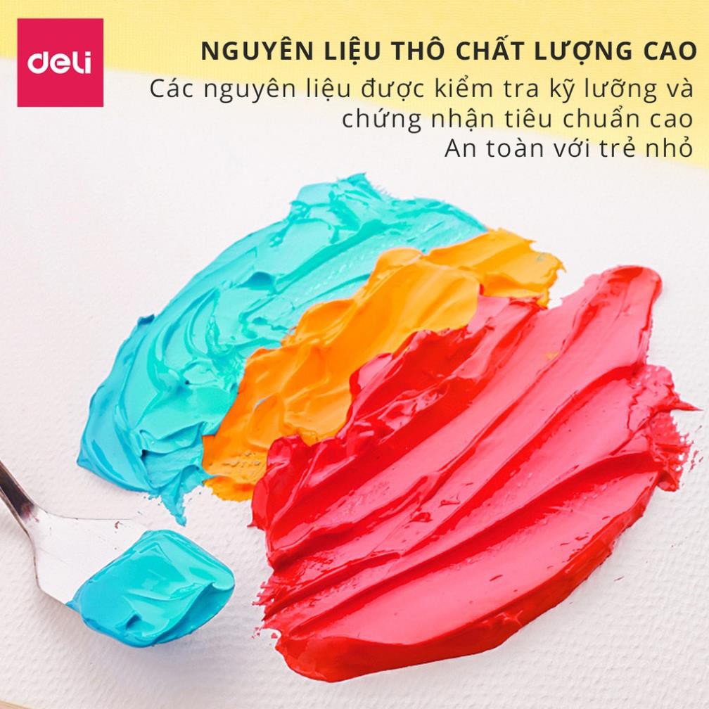 Màu Acrylic chuyên nghiệp Deli - 12ml/tuýp - vẽ vải / vẽ quần áo / vẽ giày - 12/18/24 màu - 73856 / 3857 / 73858