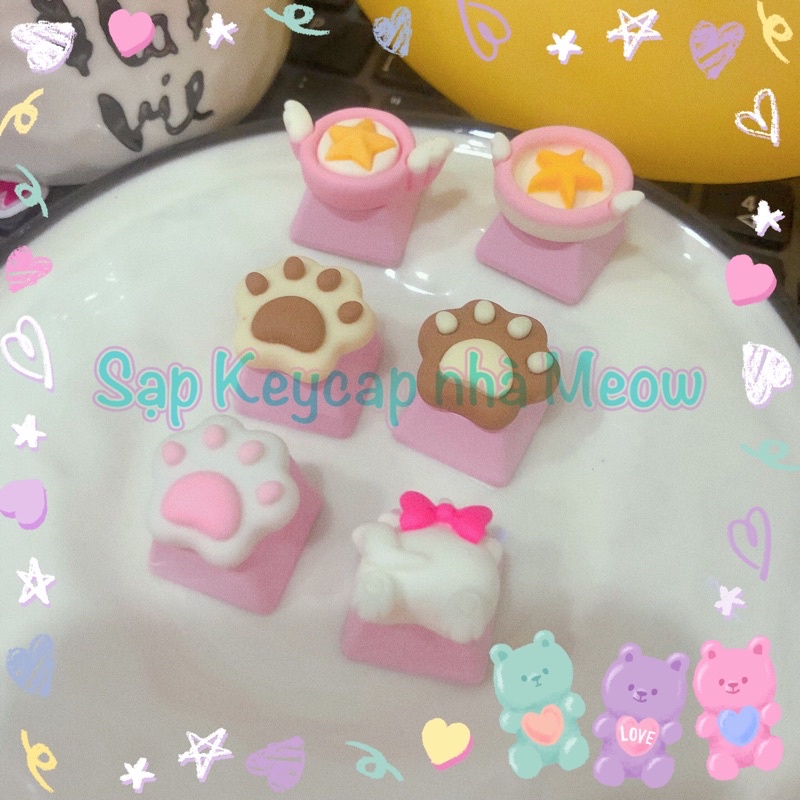 Keycap chân mèo, cardcaptor sakura, mông mèo nơ hồng
