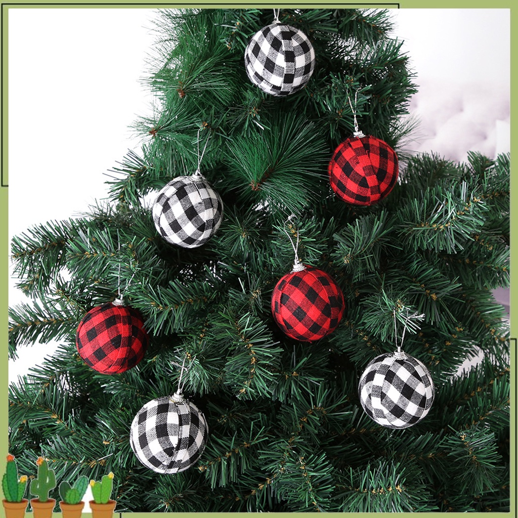 Set 6 Trái Châu Màu Trắng / Đen 7cm Trang Trí Cây Thông Noel