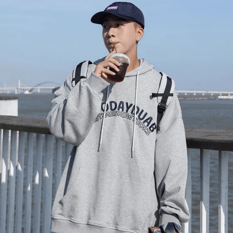 Áo hoodie Thể Thao Dáng Rộng In Chữ Phong Cách Hip Hop Đường Phố Nhật Bản Cá Tính Cho Nam