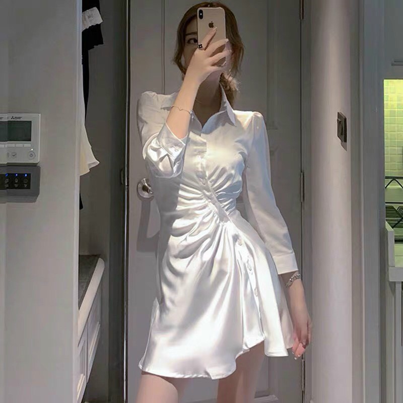 [Mã FAMAYWA2 giảm 10K đơn 50K] [FREESHIP 50K] Váy Đầm Tiểu Thư Ulzzang Hàn Quốc Satin Dáng Dài Vintage Cổ Đức | BigBuy360 - bigbuy360.vn
