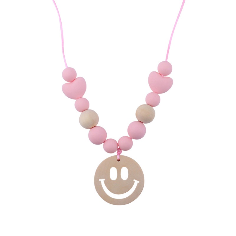 Đồ Chơi Dây Chuỗi Hạt Dài Bằng Silicon Cấp Thực Phẩm Hình Mặt Cười Dễ Thương Cho Bé Mọc Răng