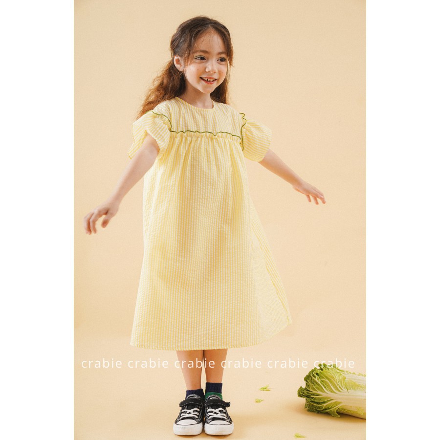 Đầm bé gái thiết kế đi học kẻ Vàng - Lemon Dress