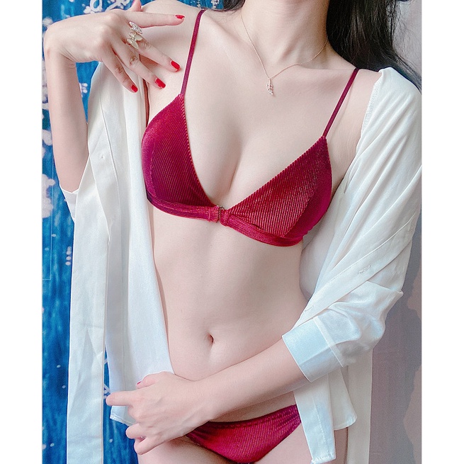 Sexy thin bra set with front buckle and no steel ring underwear | BigBuy360 - bigbuy360.vn