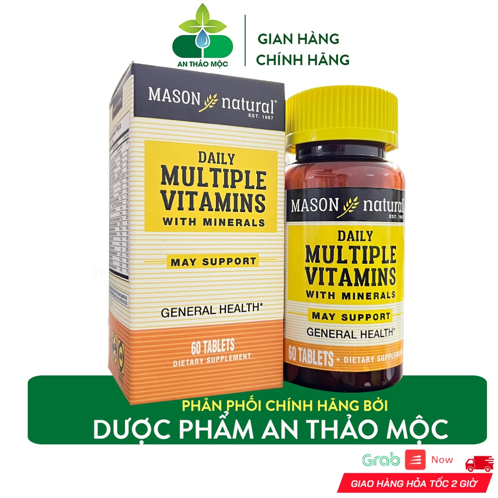 Viên Uống Bổ Tổng Hợp 24 Vitamin Khoáng Chất Mason Natural Daily Multiple Vitamins Lọ 60 viên