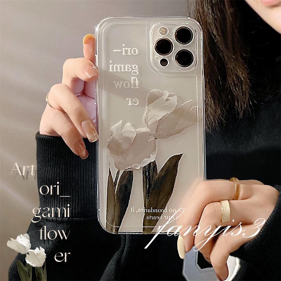 Ốp Điện Thoại Dẻo Trong Suốt Họa Tiết Hoa Trắng Đơn Giản Cho For iPhone 13 12 11 Pro Max X XR Xs Max 7 8 Plus SE 2020