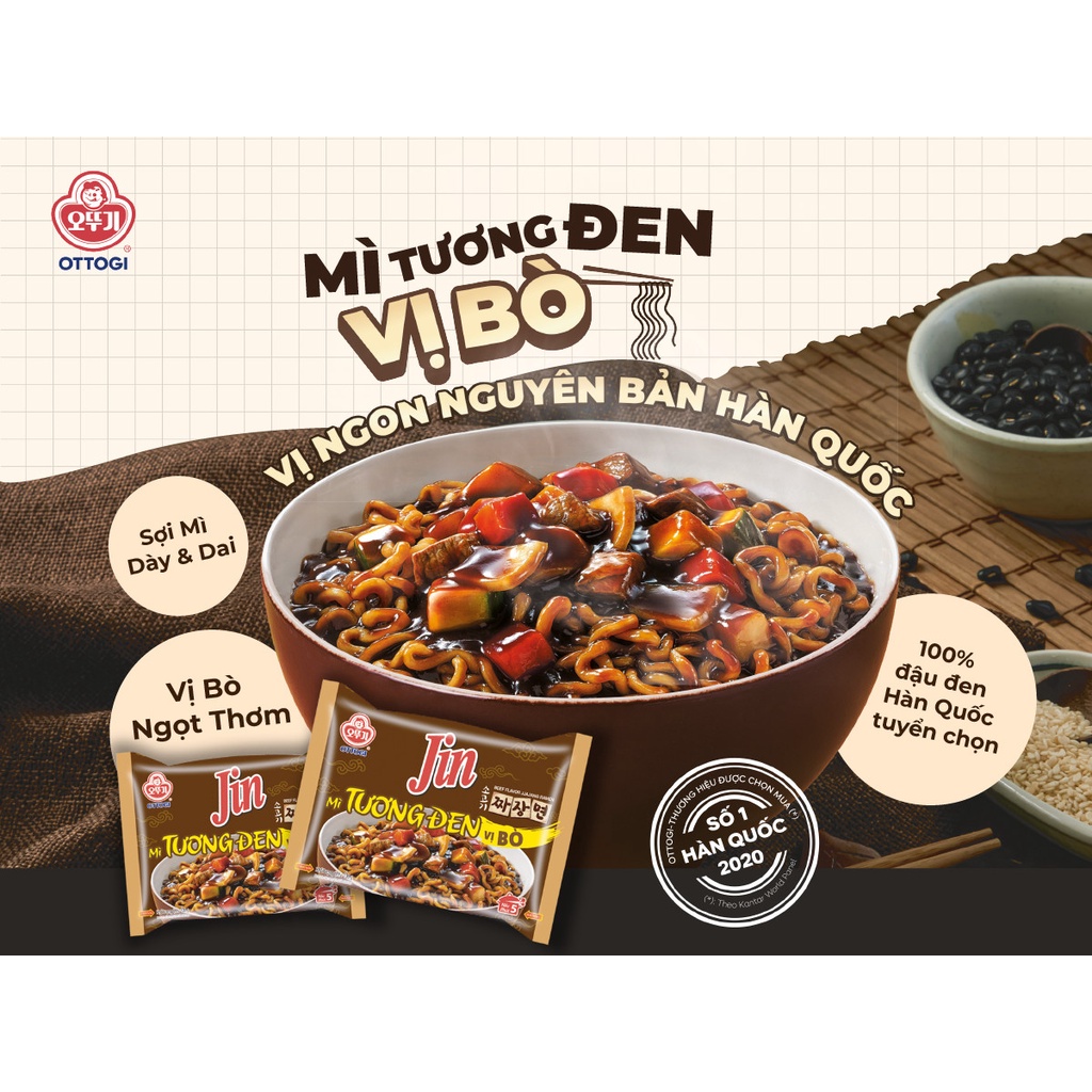 Mì Jin tương đen vị bò Ottogi 65g, 135g