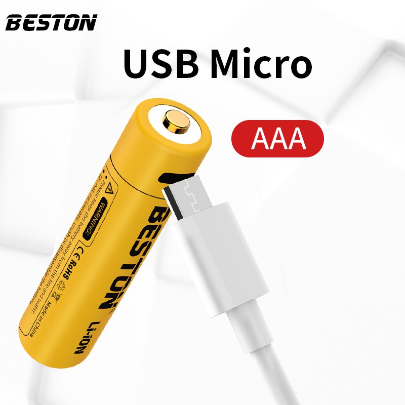 Vỉ 2 Pin sạc AAA BESTON cao cấp - Pin tiểu sạc AAA 800mAh có cổng sạc Micro USB