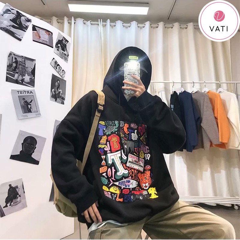 (Hàng Hot) Áo Hoodie Nam Nữ Unisex Dài Tay Phong Cách Harajuku Cá Tính Chất Nỉ Bông Trơn Nhiều Màu-VATI