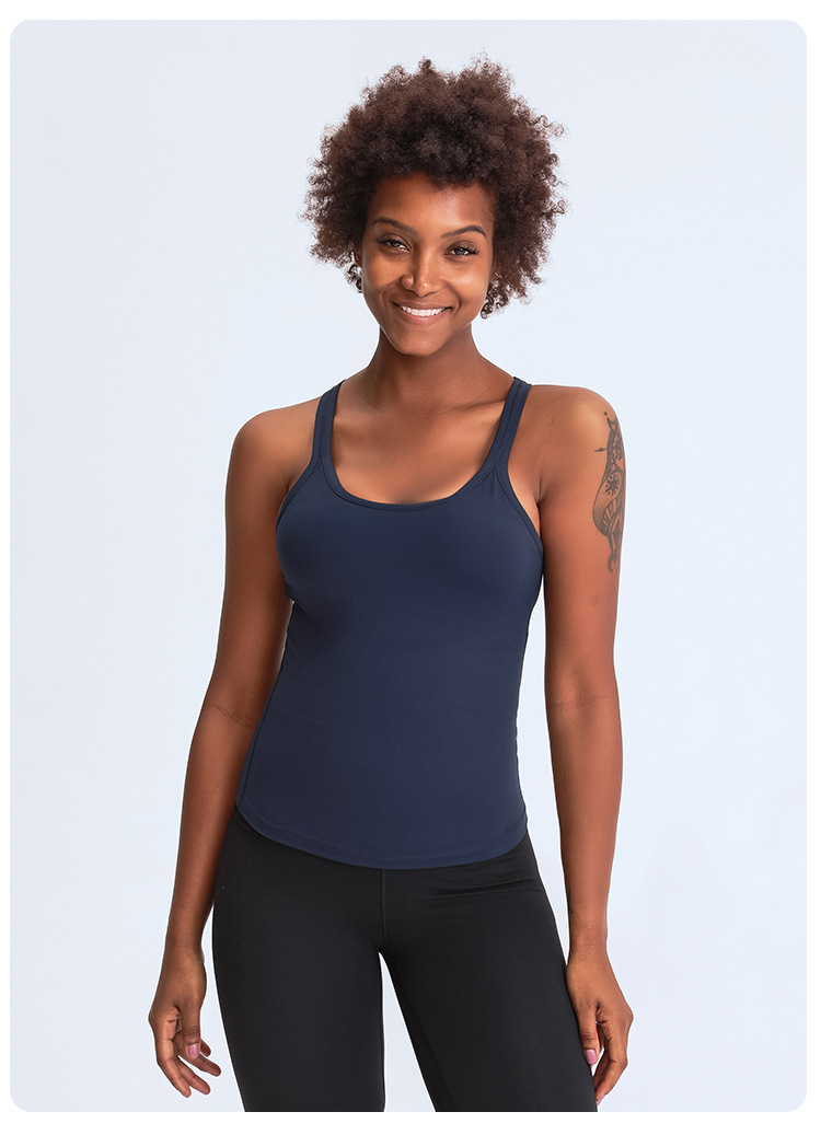 lululemon Gamma áo dài yoga mới với đệm ngực nữ hình chữ Y vẻ đẹp trở lại thân thiện với làn da khỏa thân đào tạo tập thể dục hàng đầu