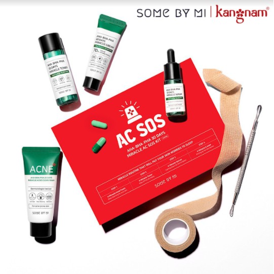 Bộ dưỡng 4 món hỗ trợ giảm mụn "Thần Kỳ" Trong 30 Ngày Some By Mi Miracle AC SOS Kit