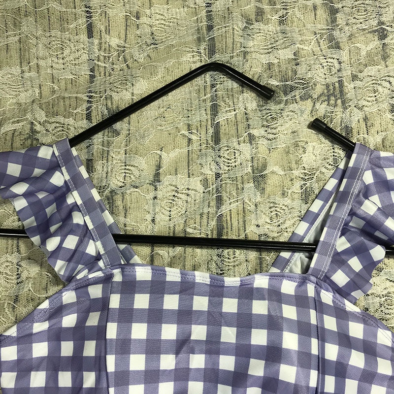 Bộ Đồ Bơi Hai Mảnh Họa Tiết Sọc Caro Kèm Quần Boxer Thời Trang Mùa Hè Cho Nữ