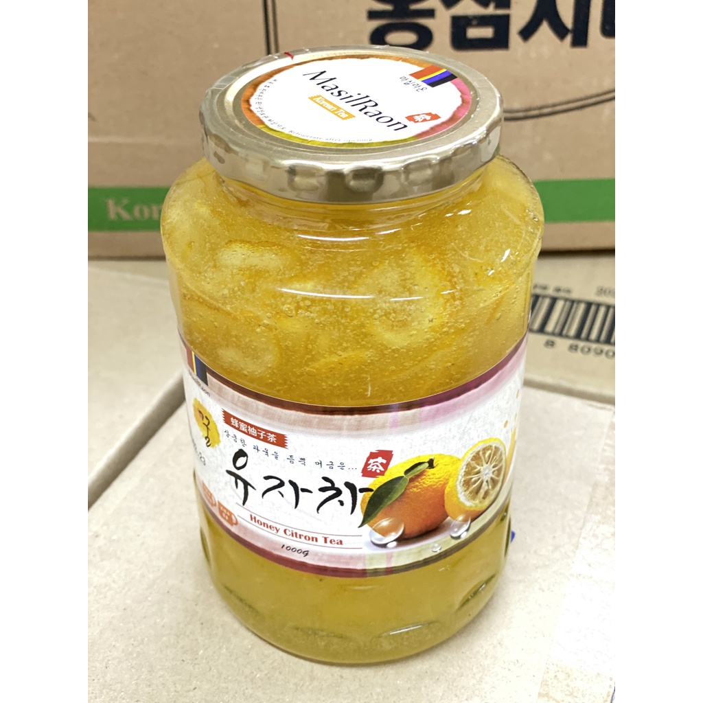 Mật ong chanh đào Hàn Quốc Nắp Vàng 1kg - Bổ sung vitamin c, tăng sức đề kháng