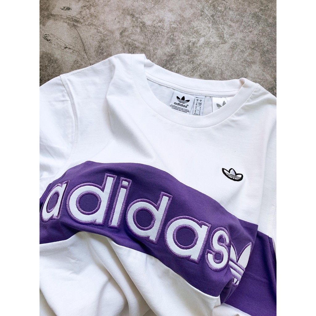 (HÀNG XUẤT XỊN) Áo das trắng pha tím 1689 SAMTAG COLOBLOCK TEE PURPLE Made in Cambodia full tag code  Size XS S M L