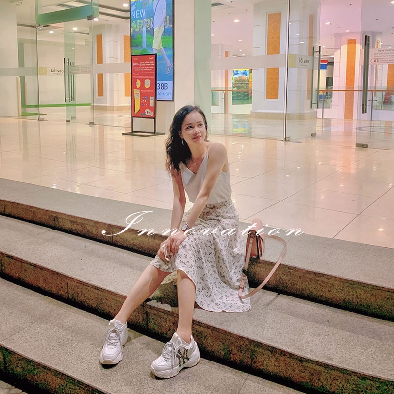 Chân váy hoa nhí dáng dài vintage, chất vải chiffon mềm mịn mát TAN3F01