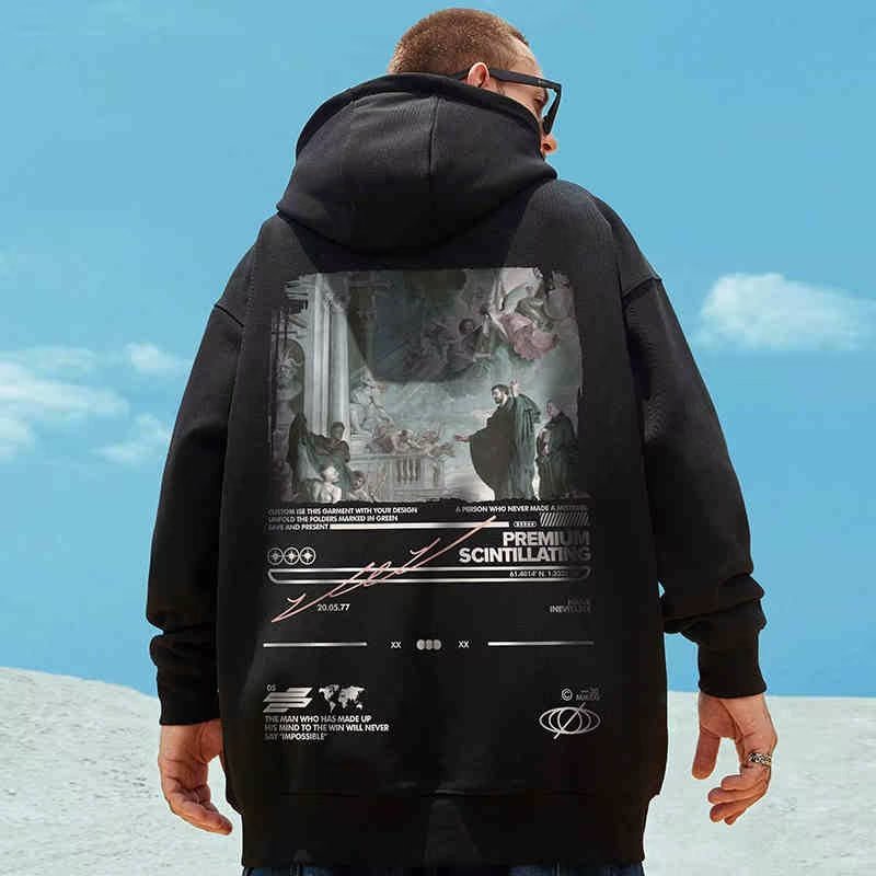 Áo Hoodie Dáng Rộng In Họa Tiết Phong Cách Âu Mỹ Thời Trang Thu Đông Cho Nam Size M-8xl