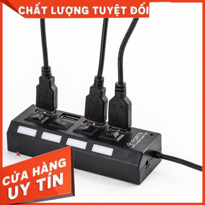 Freeship- Bộ chia USB 4 cổng có công tắc USB 2.0 4 Port Super Hub 480Mbps