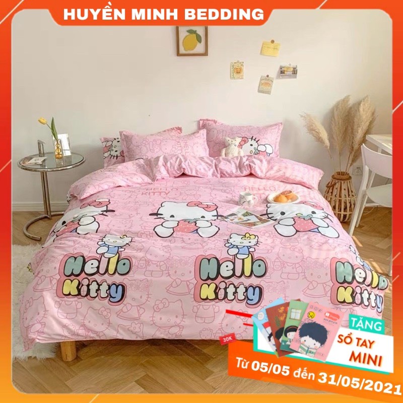 Bộ Chăn Ga Gối Cotton Poly Hello Kitty Hồng - HUMI BEDDING