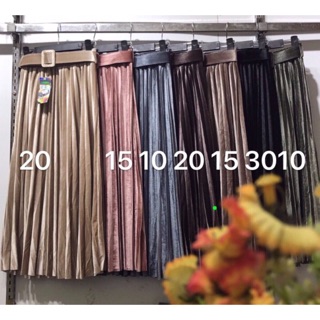 Chân váy midi nhung xếp li dáng dài phong cách vintage (không kèm belt)