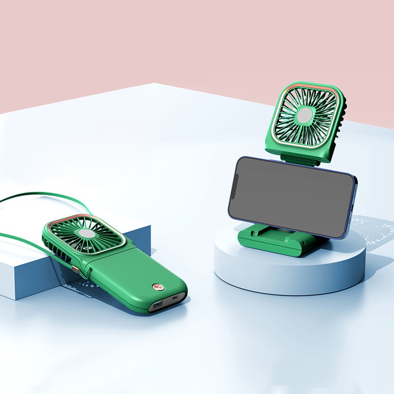 Quạt Đeo Cổ Mini Sạc USB 3000mAh 2 Pin Tiện Dụng