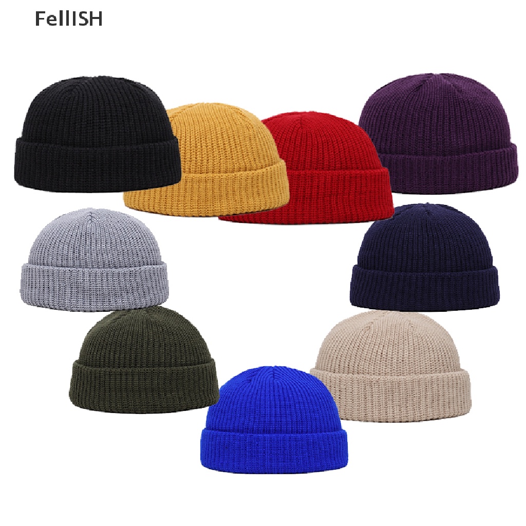[Fel] Unisex Men Women Beanie Hat Warm Ribbed Winter Turn Ski Fisherman Docker Hat New COD