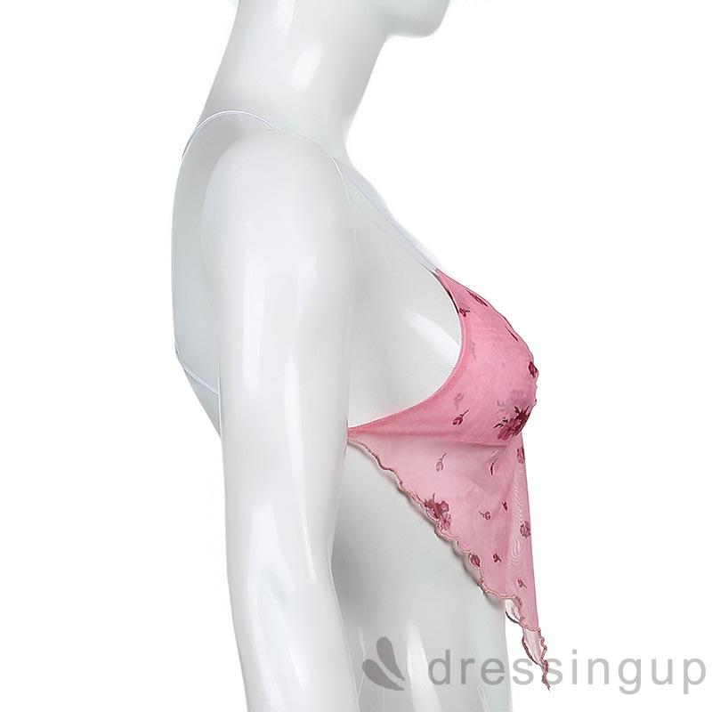 Áo Lửng Hai Dây In Họa Tiết Hoa Quyến Rũ Cho Nữ