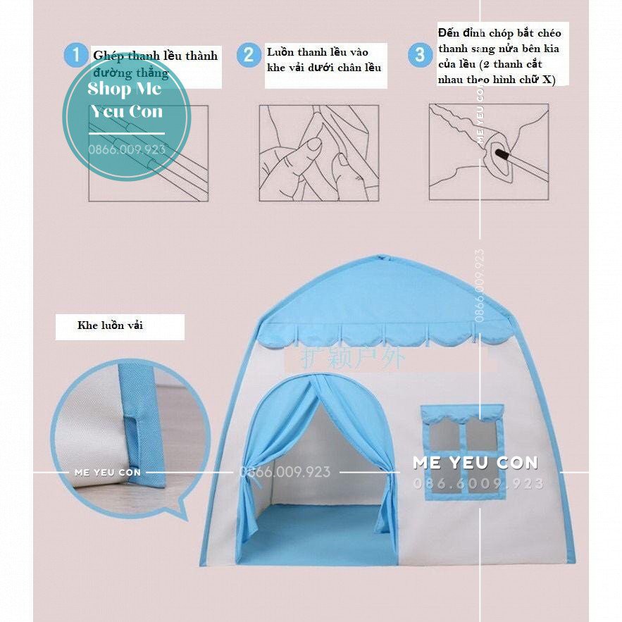 Lều Vải Cho Bé, Lều Ngủ Loại To Có Rèm Chống Muỗi, Nhà Lều Cho Bé, Lều Chữ Nhật Mẫu Mới